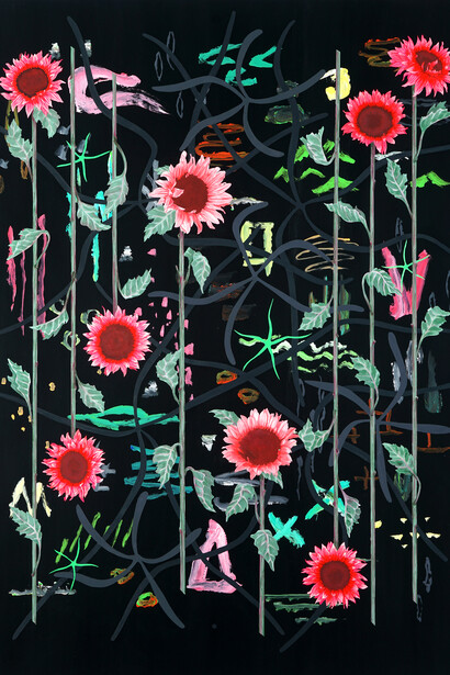 Roland Reiss, Sunflowers at night (detail), 2018. Courtesy of William Turner Gallery 