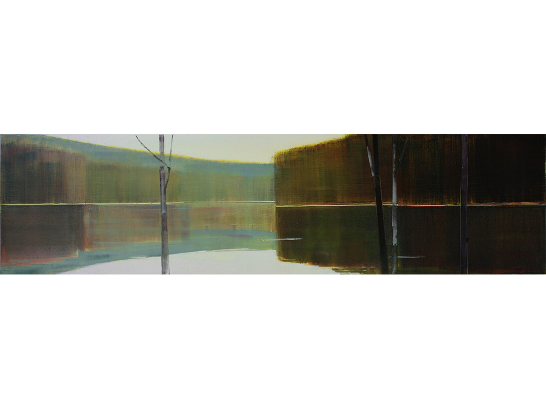 Stephen Pentak, 2014, XI.I, 2014, Oil on panel, 18 x 72 in.