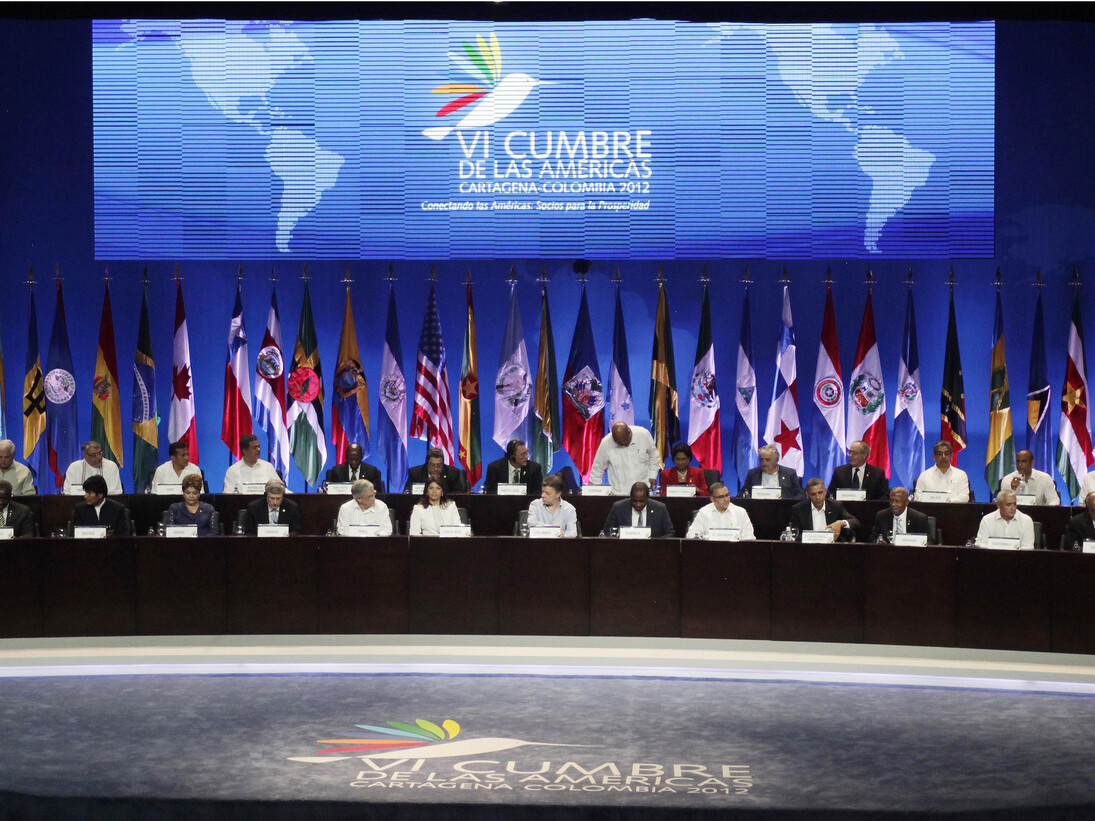 Cumbre de las Américas. Sesión plenaria de la VI Cumbre en Cartagena de Indias, Colombia