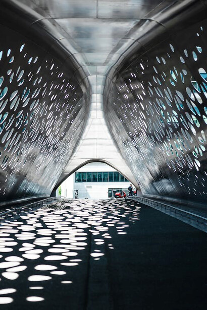 Strolling along the architectural wonder of a mesmerizing light display