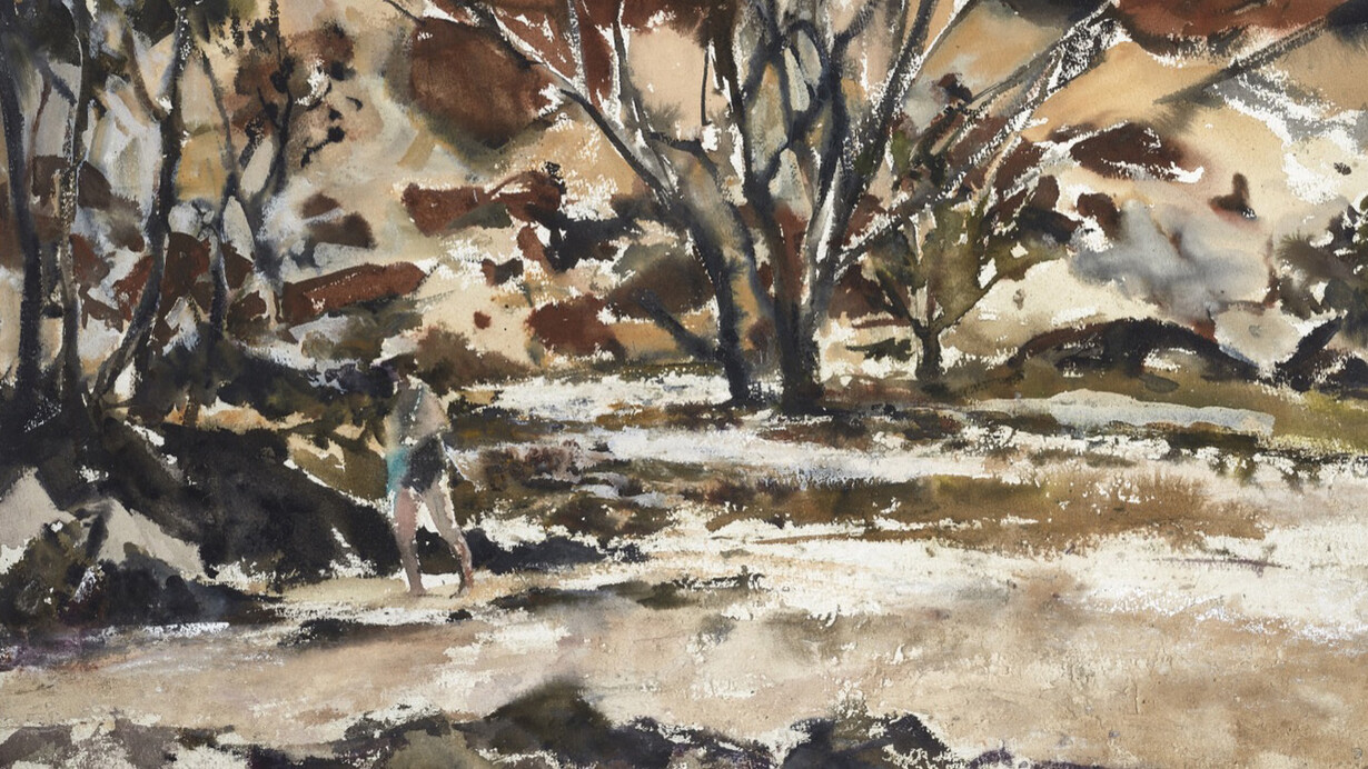 Nicholas Harding, Estuary landscape (with figure), 2010. Courtesy of Olsen Gallery