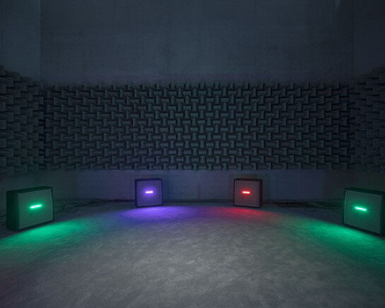 Installation view: Haroon Mirza: A C I D G E S T, Pérez Art Museum Miami, 2017. Photo by Oriol Tarridas