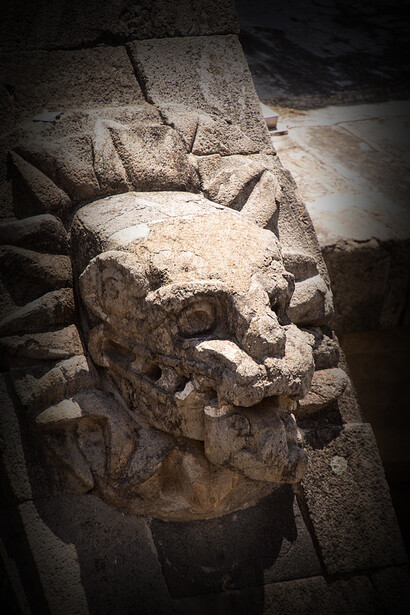 Estatua de Quetzalcóatl en Teotihuacan, La Ciudadela, México