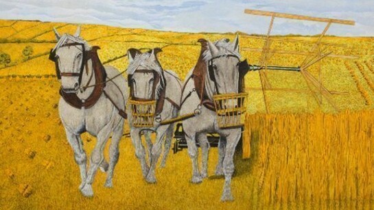 James Lloyd, Bringing Home the Harvest, c.1964, Signed lower right, Gouache and watercolour on paper, 46 x 68 cm