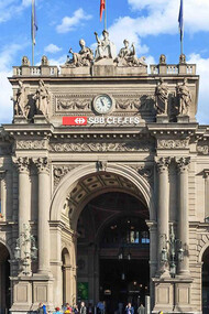 Estação central de trem na cidade de Zurich, Suíça