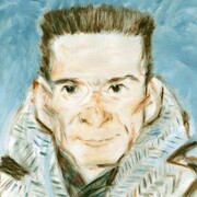 Tullio Pericoli, Beppe Fenoglio, 2014, olio su cartone, cm 42x29,5 (dettaglio)