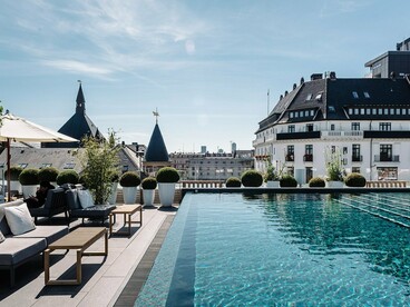 Situated in the heart of Tivoli Gardens, Nimb Hotel is a historic five-star hotel in Copenhagen, Denmark, known for its elegant Neo-Mudéjar design and 19th-century carnival-inspired style