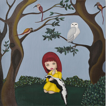 Silvia Viganò, The killing of skunk, 50 x 50 cm, olio su tela, 2015
