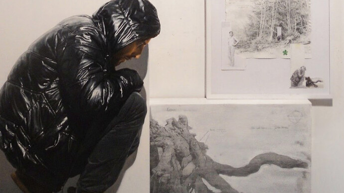 Matteo Tenardi, Luoghi instabili (ipotesi d'installazione #1 e #2 per una radice), 2015, olio e tempera su tavola + penna e grafite su carta e tavola, cm.  160x150