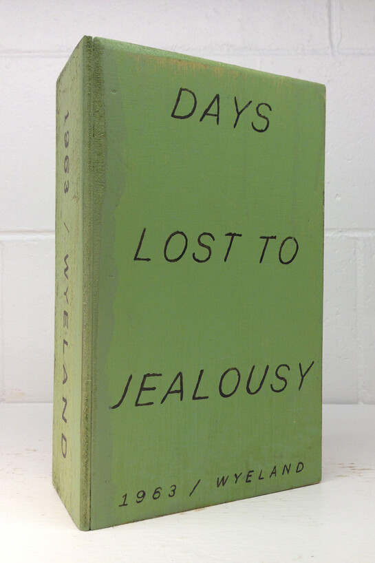 Martin McMurray, Days Lost to Jealousy (front), 2014, acrylic on wood, 10.75 x 6.5 x 3.5 inches
