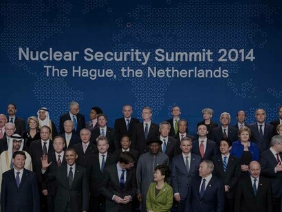 The nuclear security summit meeting amongst world leaders in The Hague, Netherlands in 2014