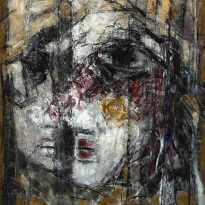Asma Fayoumi, The Witness (detail), 2011, 120 x 100 cm, acrylic on canvas