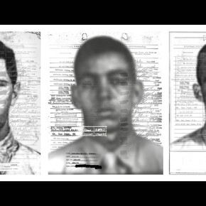 USMC Puerto Rican origin: Aristides Rodriguez-Peres, Domingo Barriera-Vazquez, Ramon Montalvo-Custodio, Bonnie
Donahue, archival digital prints, 20” x 54”, 2011. Courtesy of the artist and Kingston Gallery