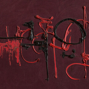 Georges Mathieu
Formule de Dirac, 1955,
oil on canvas,
81 x 130 cm.
Courtesy Mazzoleni, London-Torino