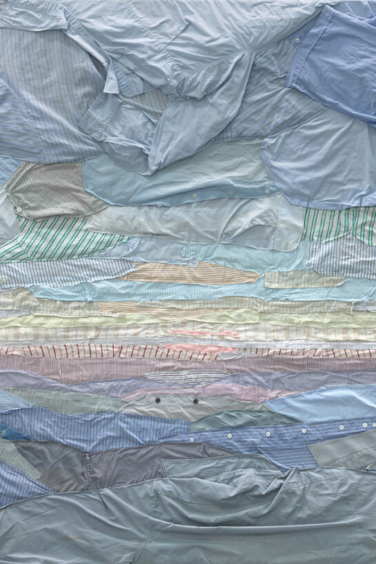 Kaarina Kaikkonen, After This Winter, detail, 2014, man shirts, 150 x 220 cm, Courtesy z2o Sara Zanin Gallery