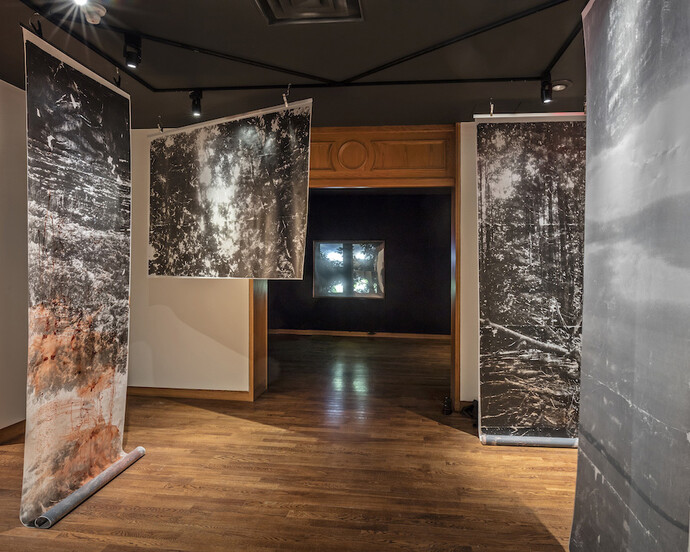 Sandra Brewster, A Trace, 2017. Installation view: Master of Visual Studies Studio Program Graduating Exhibition, Art Museum, University of Toronto, 2017. Courtesy the artist and Georgia Scherman Projects, Toronto. Photo: Toni Hafkenscheid