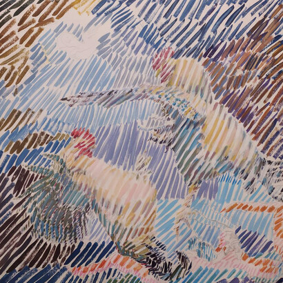 Svitlana Judith Grebenyuk, Cock-a-dooble-doo, cm 97,5x99, acrilico su tela, 2022