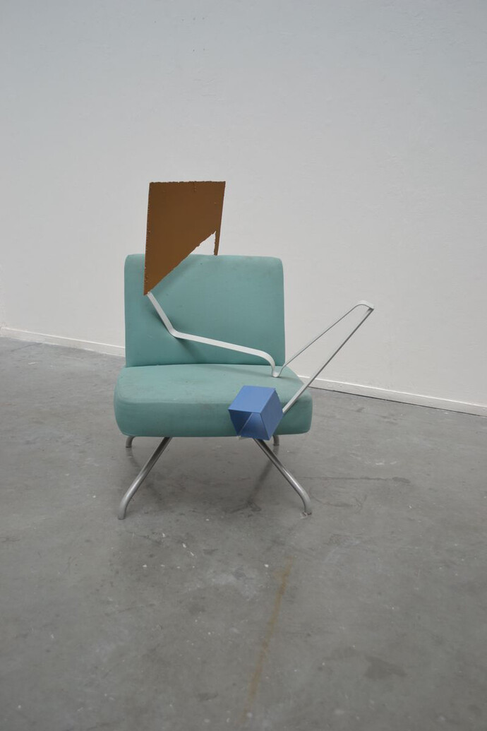 Carlota Simó, Pondering Woman, 2014, Welded steel, paint and found object, 105 x 77 x 78 cm