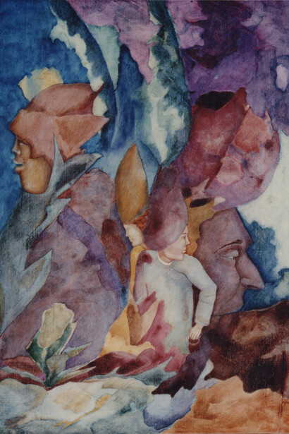 Agostino De Romanis. Nel giardino degli incanti,1990, 1 di 3, tec. mista, cm. 72 x 50,3