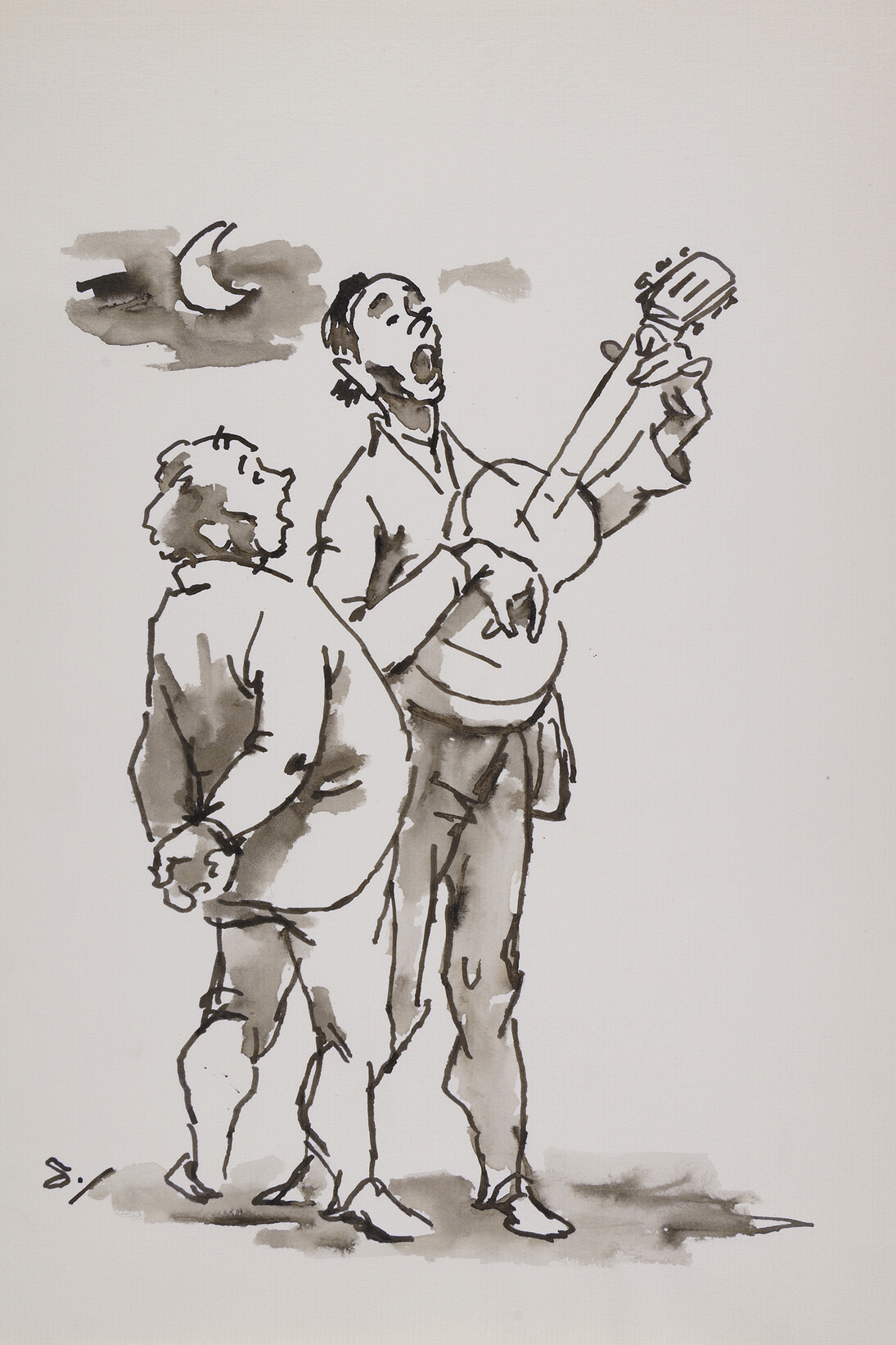 Dimitris Davis, From the series Serenade, 1972-1973, Ink and diluted ink on paper
