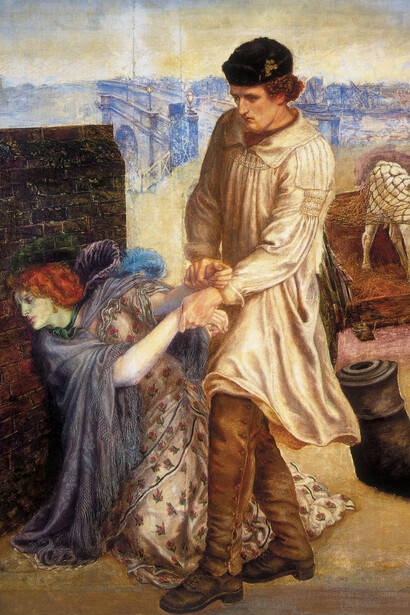 Dante Gabriel Rossetti, *Found*, begun 1869 (unfinished). Oil on canvas, 76.2 x 88.9 cm. Samuel and Mary R. Bancroft Collection of Pre-Raphaelite Art, Delaware Art Museum, Wilmington