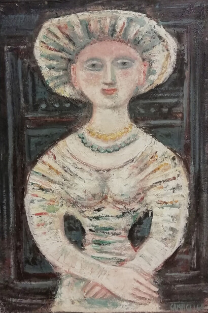 Massimo Campigli, Figura di donna, 1964, olio su tela, cm. 65x50