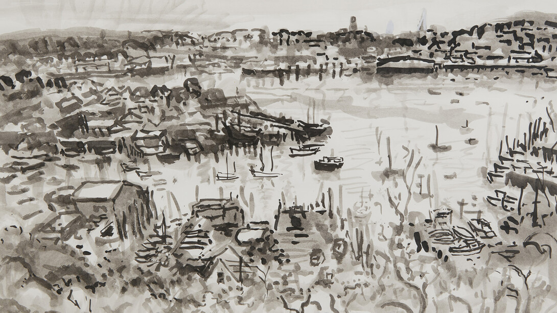Nell Blaine, The Harbor from Banner Hill (detail), 1986. Courtesy of Tibor de Nagy Gallery 
