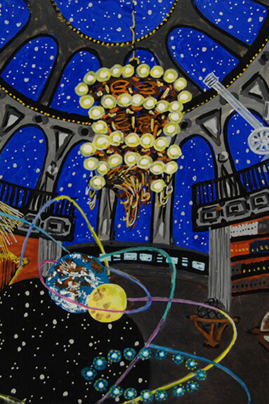 Michiko Itatani, Quantum chandelier from Celestial Cadenza 20-K-30 (detail), 2020. Courtesy of Anita Shapolsky Gallery 