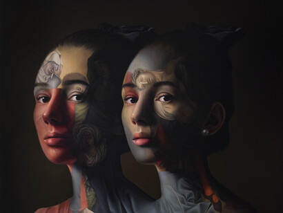 Agnieszka Nienartowicz, Seduced (detail), 2023. Oil on canvas, 170h x 200w cm, 66.93h x 78.74w in. Courtesy of Nicodim Gallery