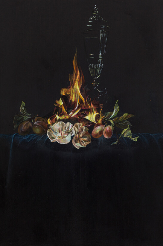 Emma Bennett, Some new ambush, 2015, oil on oak, 25 x 20 cm