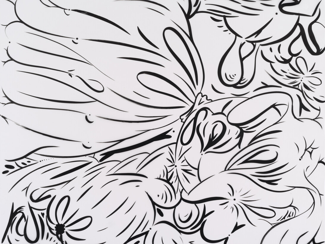 Sue Williams, Untitled, 2005, Ink on vellum, 19 x 24 inches; 48.3 x 61 cm