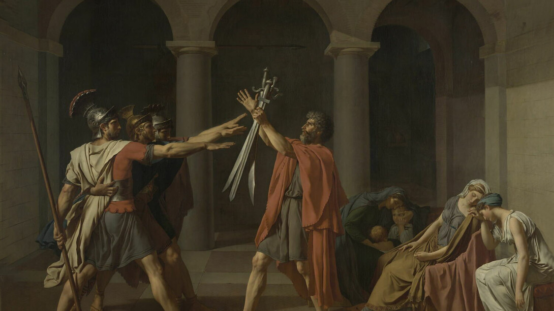 Jacques-Louis David, Oath of the Horatii, 1784, Louvre Museum, Paris, Oil of Canvas, 329.8 x 424.8 cm
