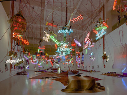 Installation view, 'Jason Rhoades. Tijuanatanjierchandelier,' CAC Centro de Arte Contemporaneo, Malaga,, Spain, 2006 © The Estate of Jason Rhoades . Courtesy the estate, Hauser & Wirth, and David Zwirner