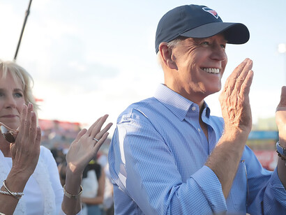 Second Lady of the United States Jill Biden and President of the United States Joe Biden at the Fourth of July Iowa Cubs game at Principal Park in Des Moines, Iowa, USA, photo by Gage Skidmore, 2019