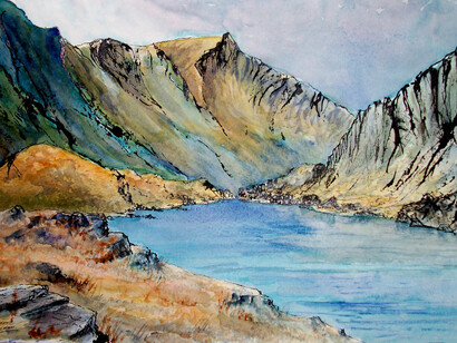 Peter Moore ‘Llyn Ogwen’ pen and ink 2015  