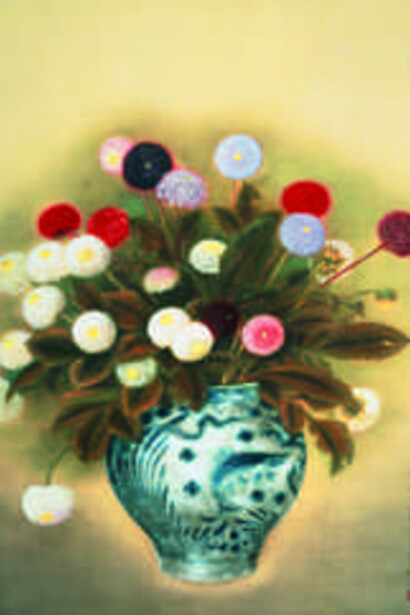 Omoda Seiju, "Pompon Dahlias," 1922. Courtesy of Yokohama Museum 