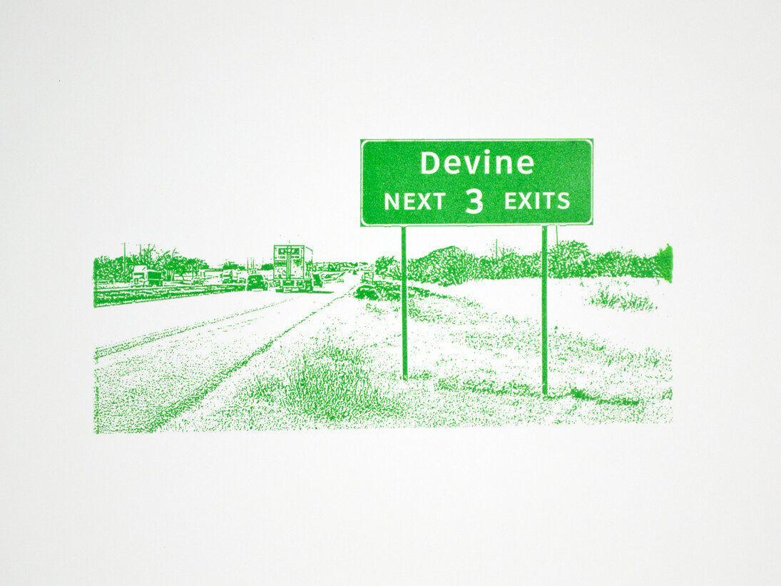 Ethel Shipton, Devine, screen print on strathmore cotton paper, 15 x 22", 2014