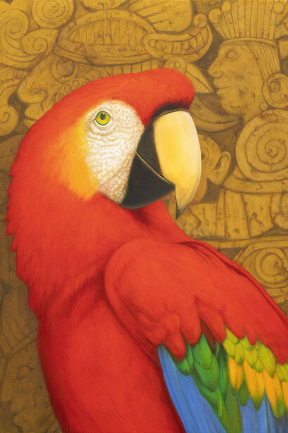Tom Palmore, Scarlet macaw (detail), 2026. Courtesy of LewAllen Galleries