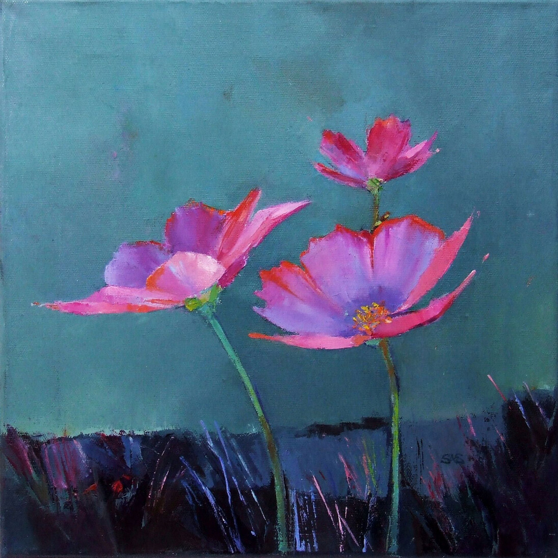 Sarah Simpson, Poppies in Bloom II, oil on canvas 