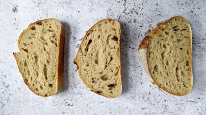 Sourdough breads displayed