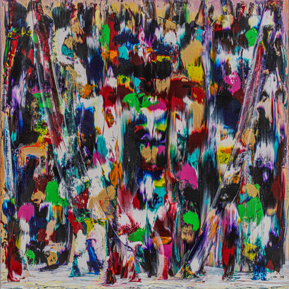 Edward Bekkerman, Abstract Composition, 2019, mixed media on canvas, 35.5 x 34.5 in 90 x 88 cm