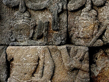Two Kinnaras relief, Level 2 balustrade, Borobudur, Java, Indonesia