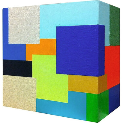 Marco Casentini, Midtown, 2011, acrilico su tela applicata su legno, cm 20 x 20 x 10