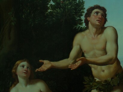 State of nature: Detail of  "God reprimanding Adam and Eve" (1625), F. Zampieri