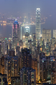 Panoramic view of Hong Kong by night