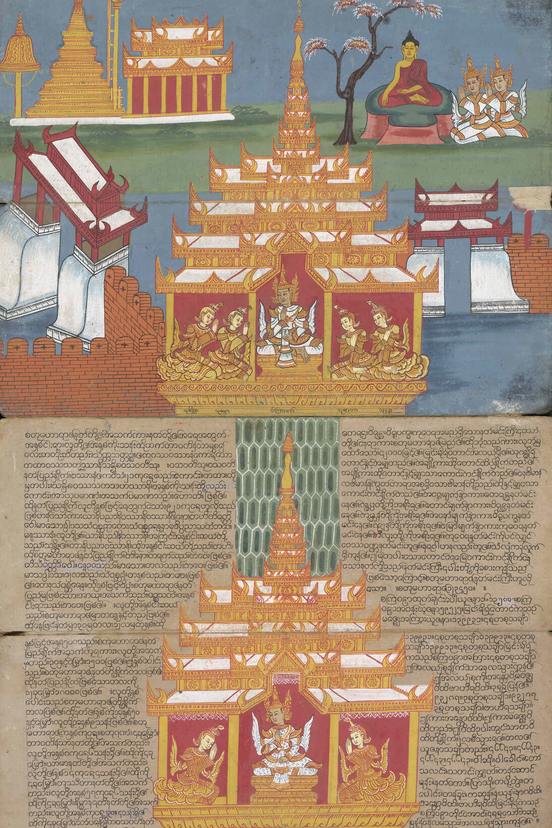 Detail from: A cosmology manuscript, Late 1800s, Burma/Myanmar, Pigment on mulberry paper,  Funded by the Brooke Sewell Permanent Fund © The Trustees of the British Museum.