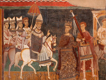 Cappella di San Silvestro, affreschi del 1246, Donazione di Costantino, Roma