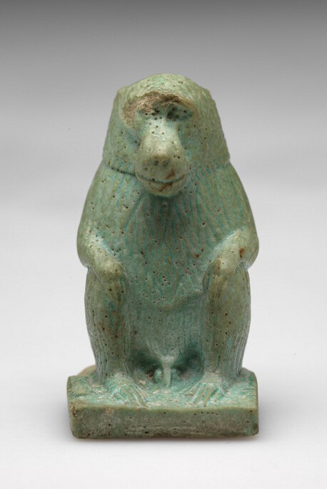Unknown artist, Egyptian, Baboon Amulet, 525-343 BCE, Faience, Height: 4.5 cm (1 3/4 inches) Anonymous gift 1988.097