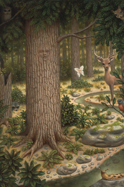 Marion Peck, The Woods, 51x41cm, 20x16, oil on panel, 2017. Courtesy of Dorothy Circus Gallery