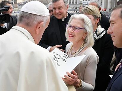 On Oct. 30, with the assistance of Pave the Way, Sandra Gering offered this gift to Pope Francis